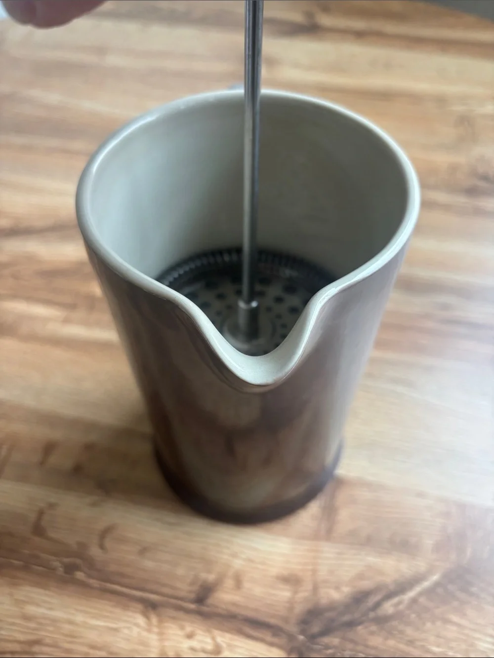 Le Creuset Brown Ceramic Coffee Press with Chrome Knob